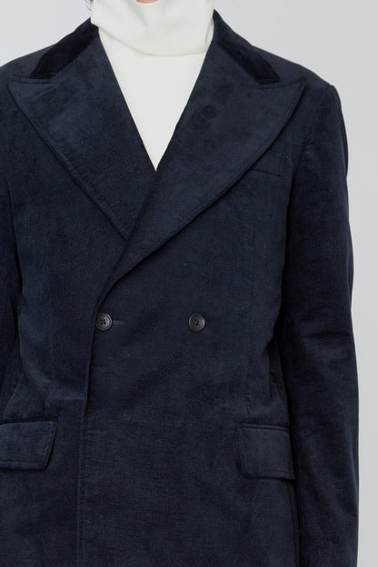 DOUBLE BREASTED SHORT JACKET / NAVY