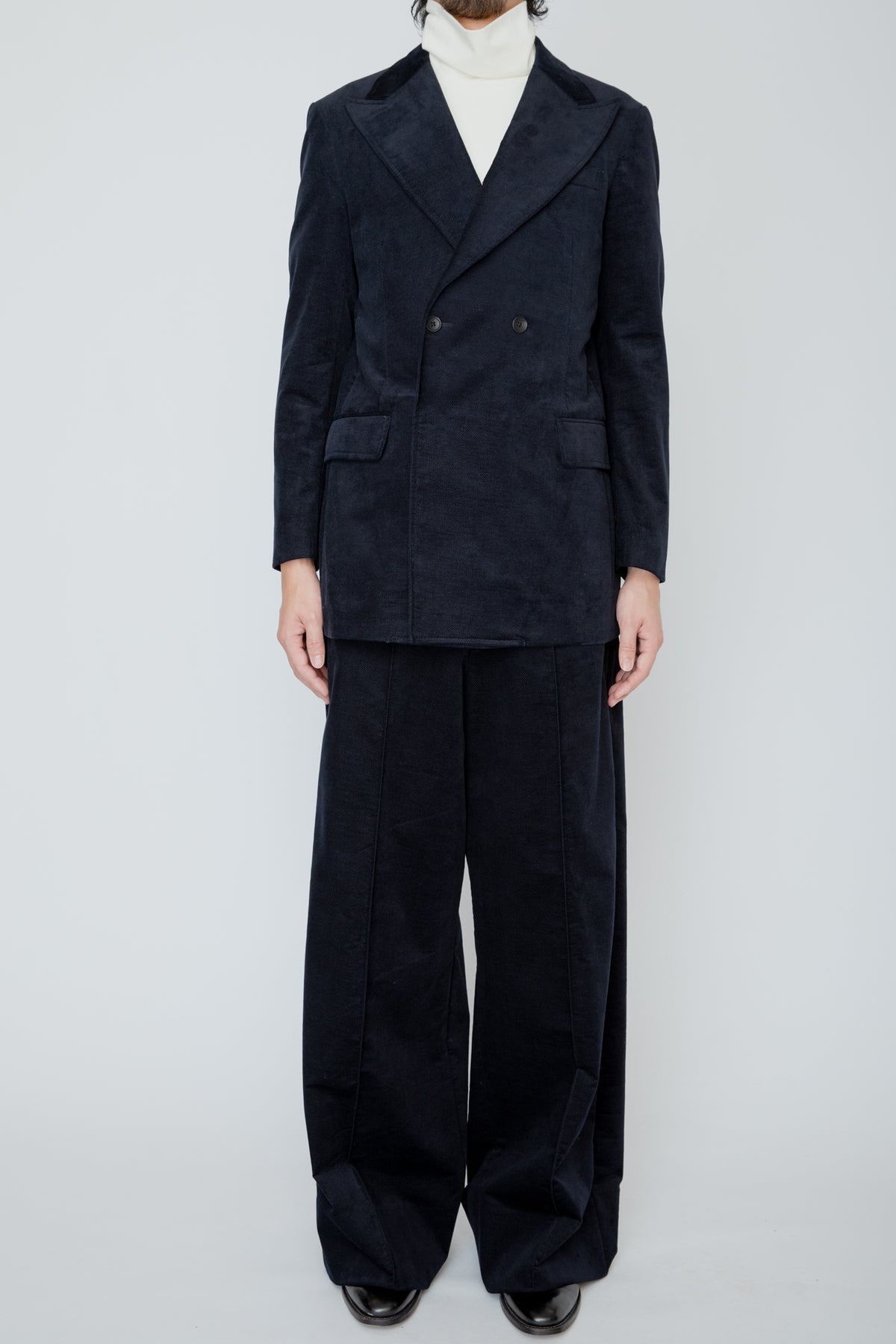 DOUBLE BREASTED SHORT JACKET / NAVY