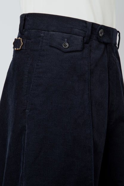 NO-TUCK HAKAMA TROUSERS / NAVY