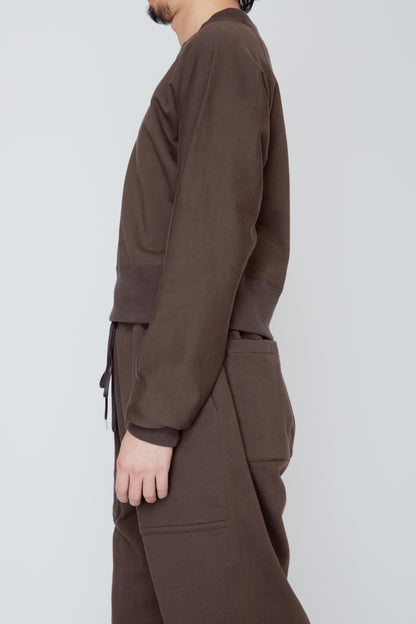 ONE-SIDE KIMONO SLEEVE SWEATSHIRT_TIGHT FIT / BROWN