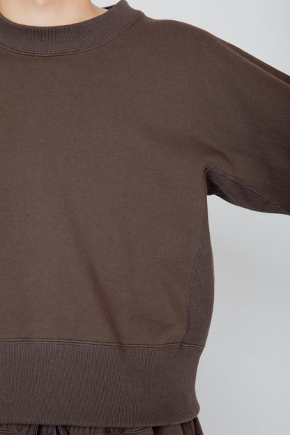 ONE-SIDE KIMONO SLEEVE SWEATSHIRT_TIGHT FIT / BROWN