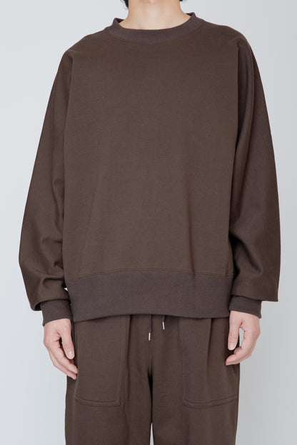 ONE-SIDE KIMONO SLEEVE SWEATSHIRT_LOOSE FIT / BROWN