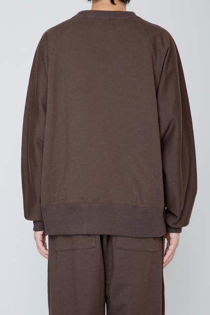 ONE-SIDE KIMONO SLEEVE SWEATSHIRT_LOOSE FIT / BROWN