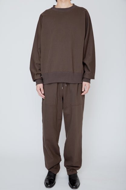 ONE-SIDE KIMONO SLEEVE SWEATSHIRT_LOOSE FIT / BROWN