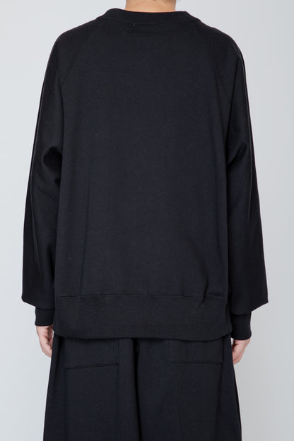 ONE-SIDE KIMONO SLEEVE SWEATSHIRT_LOOSE FIT / BLACK