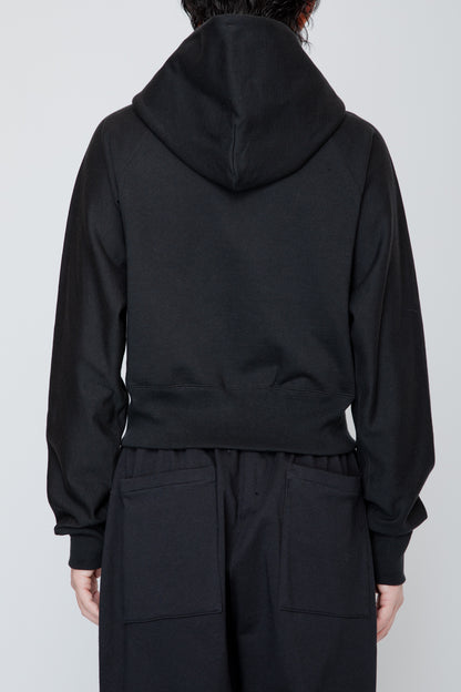 ONE-SIDE KIMONO SLEEVE ZIP-UP HOODIE_TIGHT FIT / BLACK
