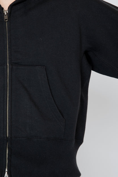 ONE-SIDE KIMONO SLEEVE ZIP-UP HOODIE_TIGHT FIT / BLACK
