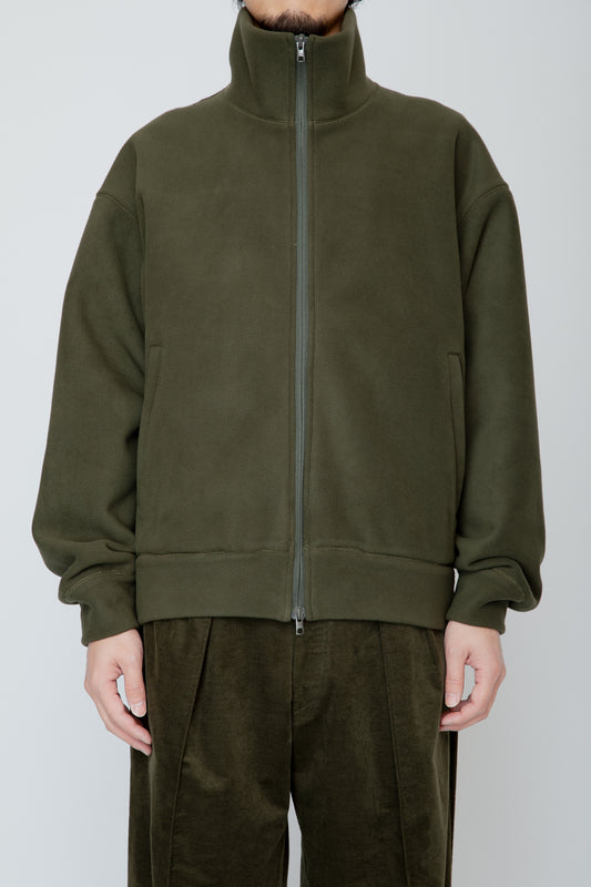 FLEECE PLEATS TRACK JACKET / MOSS