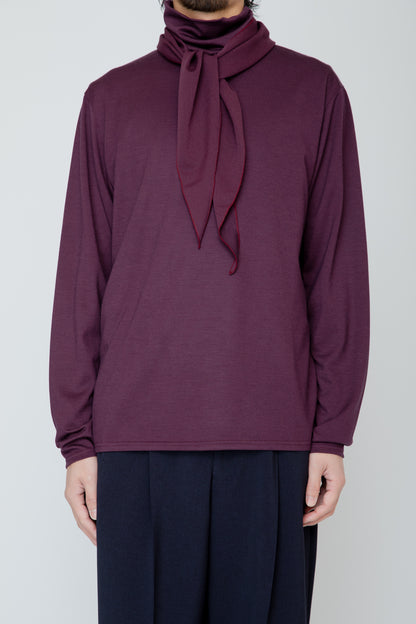 WASHABLE-WOOL HIGH NECK SHIRT / PURPLE