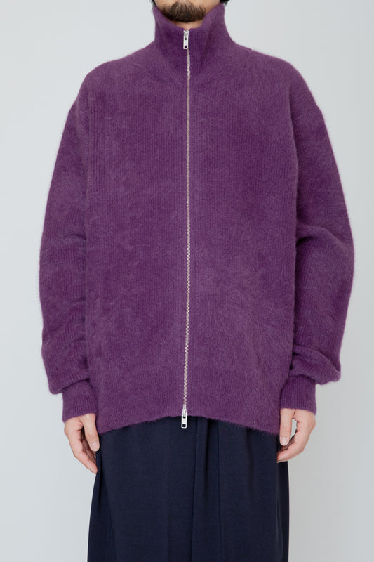 FOX CASHMERE ZIP-UP SWEATER / PURPLE