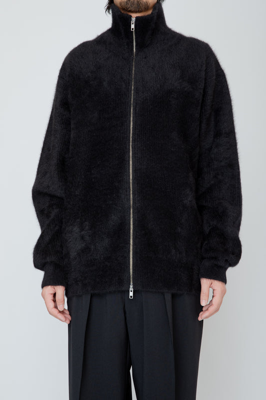 FOX CASHMERE ZIP-UP SWEATER / BLACK